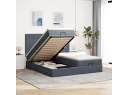 Moldura De Cama Otomana Vidaxl Com Colchão Cinza Escuro Veludo