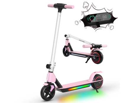 Trotinete Elétrica para Crianças ELSCOOT S2 Rosa(Velocidade Máx 14 km/h- Carga 70 kg- Autonomia 8km- Dobrável- LCD Ecrã- Luz Do Pedal)