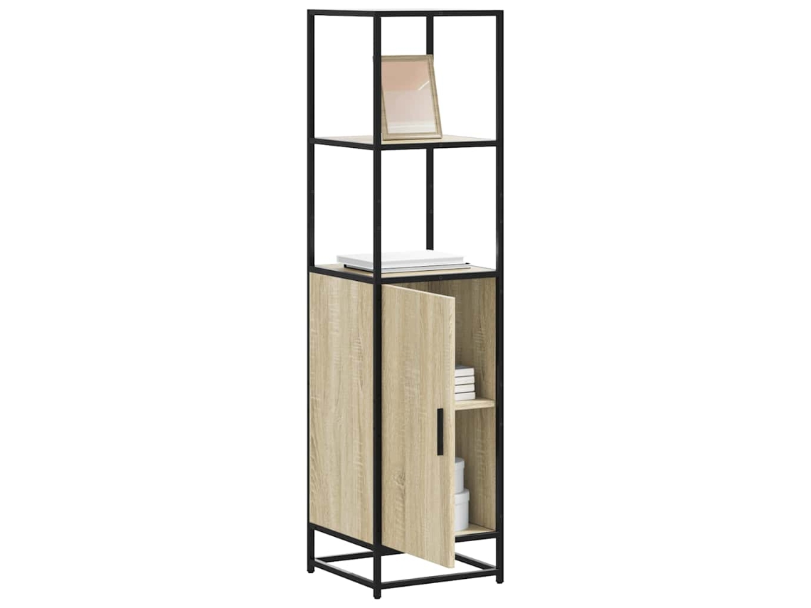 Vidaxl Armário Alto 35,5x35x139 Cm Madeira E Metal Carvalho Sonoma