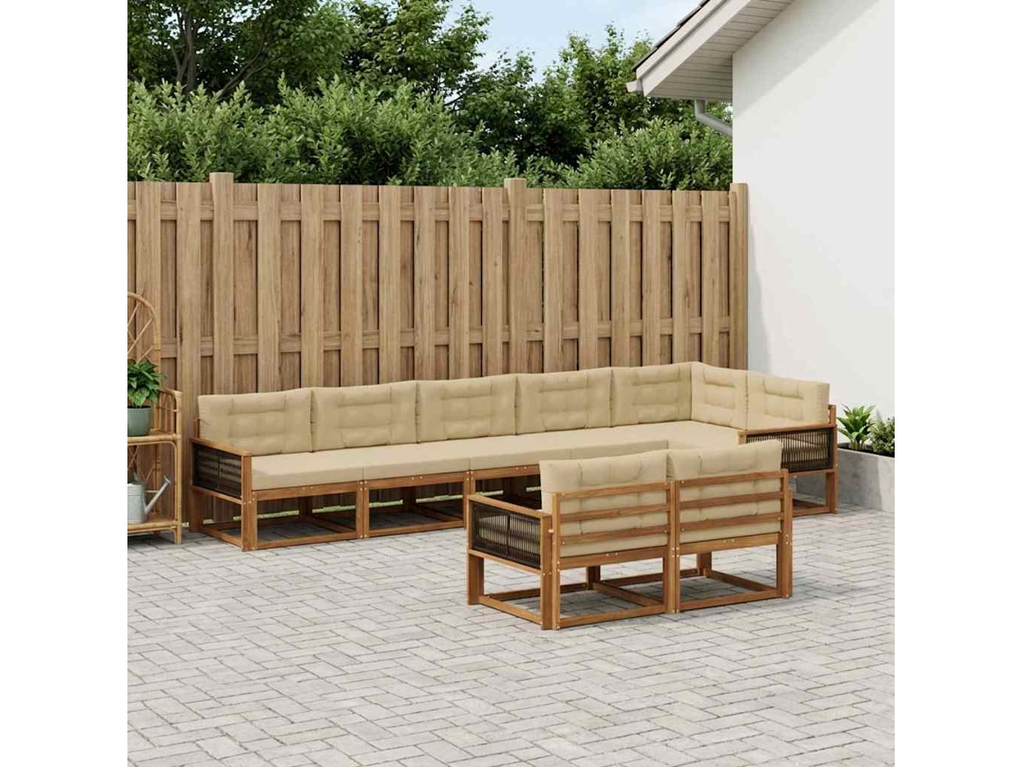 Vidaxl Conjunto De Sofás Para Exterior 8 Unid. Natural E Bege