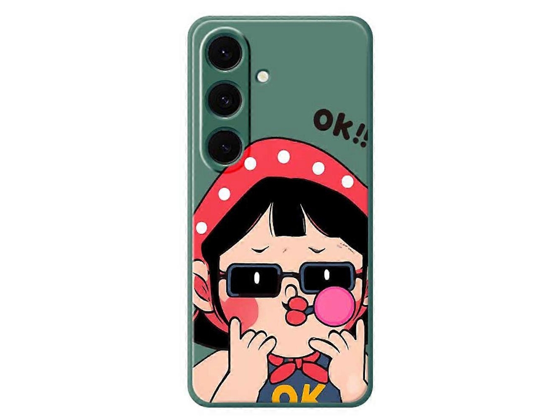 Capa Tkdaddy Para Samsung Galaxy S24 Fe Com Estampa De Criança Fofa E Borda Reta Tpu, Capa Traseira Verde