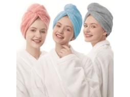Toalha De Cabelo, 3 Toalhas De Secagem, Microfibra Super Absorvente H