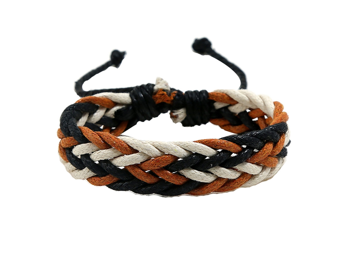 Pulseira Tricotada Colorida Acessorios Com Fio Encerado