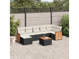 Vidaxl 8 Pcs Conjunto Sofás De Jardim Com Almofadões Vime Pe Preto