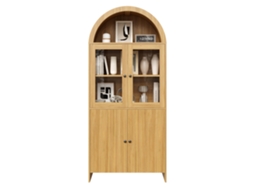 Aparador Com Teto Arqueado, Vitrine De Portas De Vidro, Armário Fechado Com Ondulações, Móvel De Sala.