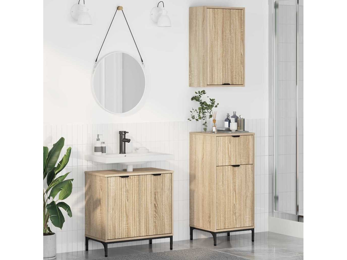 Vidaxl Conjunto De Móveis Para Banheiro 3 Unid. Carvalho Sonoma