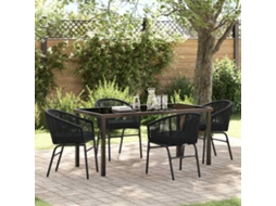 Vidaxl Conjunto de Jantar para Jardim 5 Pcs Preto Aço Revestido a Pó