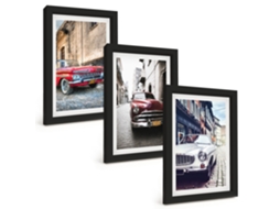 Composição De Quadros Carros Clássicos Em Cidades Espelharte (3 Peças 20x30 Cm)