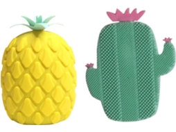 Vicasky Conjunto De 2-escovas Banho Silicone Com Formato Abacaxi E Cacto Para Esfoliação Massagem Corporal Designs Cores