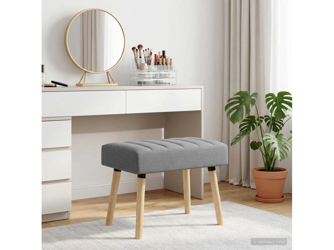 Vidaxl Banco Com Tufting Em Canal Cinzento-claro 60 X 40 X 45 Cm