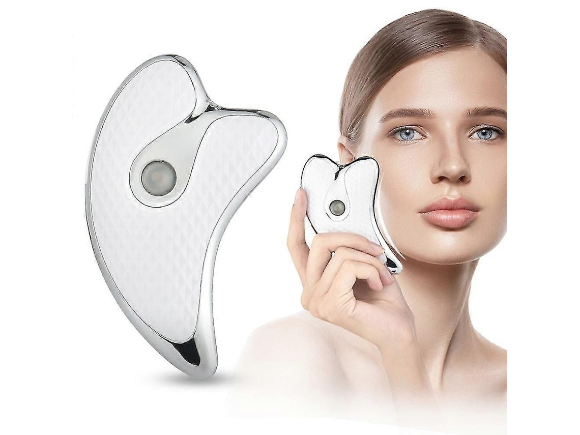 Massageador Facial Elétrico com Placa Vibratória Aquecida para Lifting Facial, Efeito Raspador nas Cores Verme Lha e Azul, Ideal Terapia GOKOCO