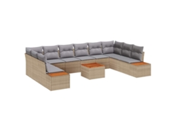 Maison Exclusive - Conjunto De Sofá De Jardim 10 Pcs Bege E Cinza Claro Polirattan