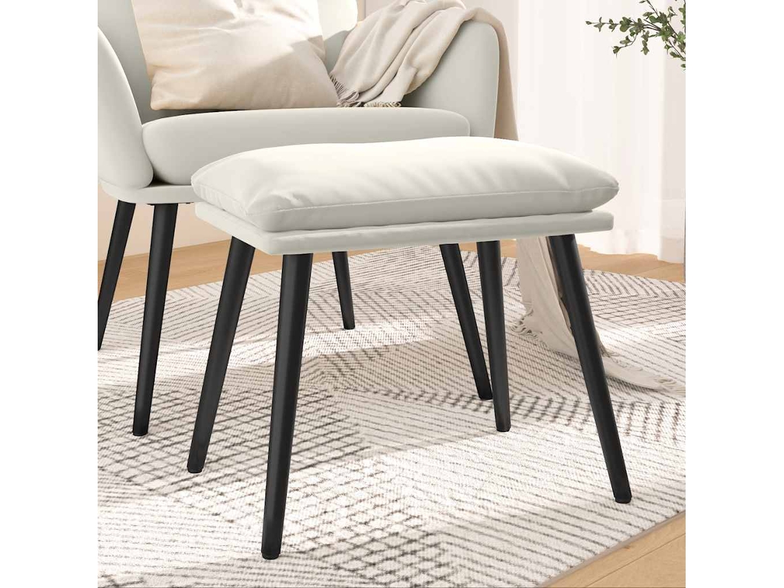 Vidaxl Apoio De Pés 45x29,5x35 Cm Veludo Branco Nata