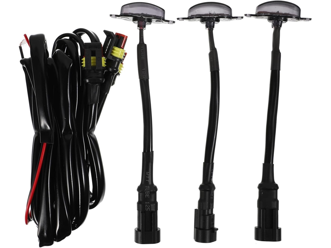 Conjunto de 3 luzes estroboscópicas LED de alta intensidade em PVC branco para uso escolar.