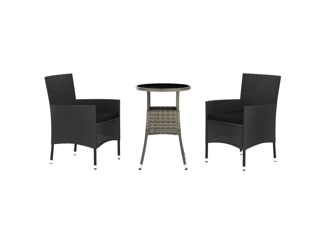 Garden Bistro Set, Garden Bistro Sets Vidaxl Preto Rattan / Vime (n/a)