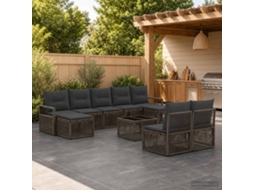 Vidaxl Conjunto De Sofá De Jardim 10 Pcs Cinzento Vime Pe