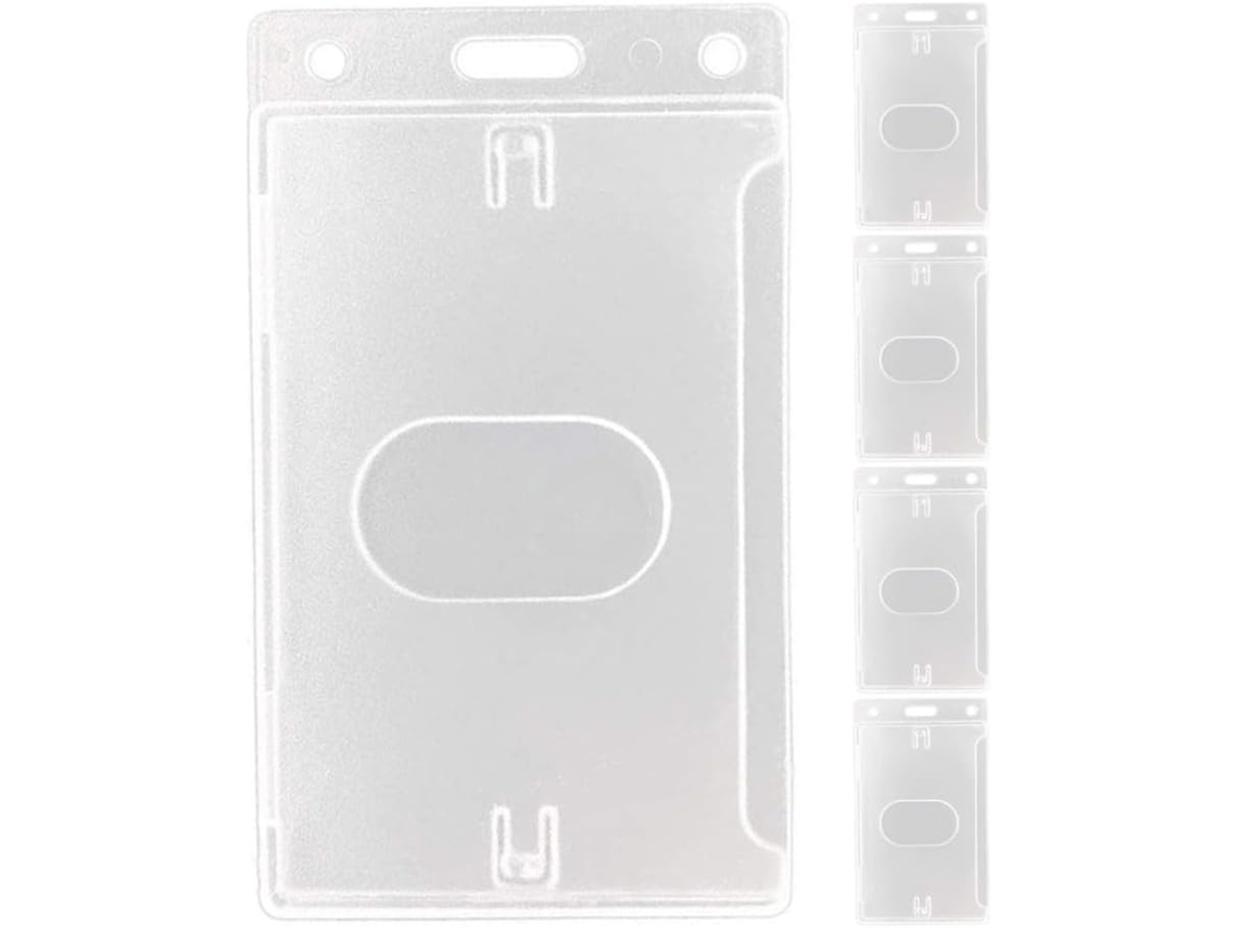 Conjunto De 5 Porta Crachás Transparentes De Plástico Rígido Com Inserção Lateral E Cordão, Compatíveis Com Negócios