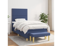 Vidaxl Cama Com Molas/colchão 90x190 Cm Tecido Azul