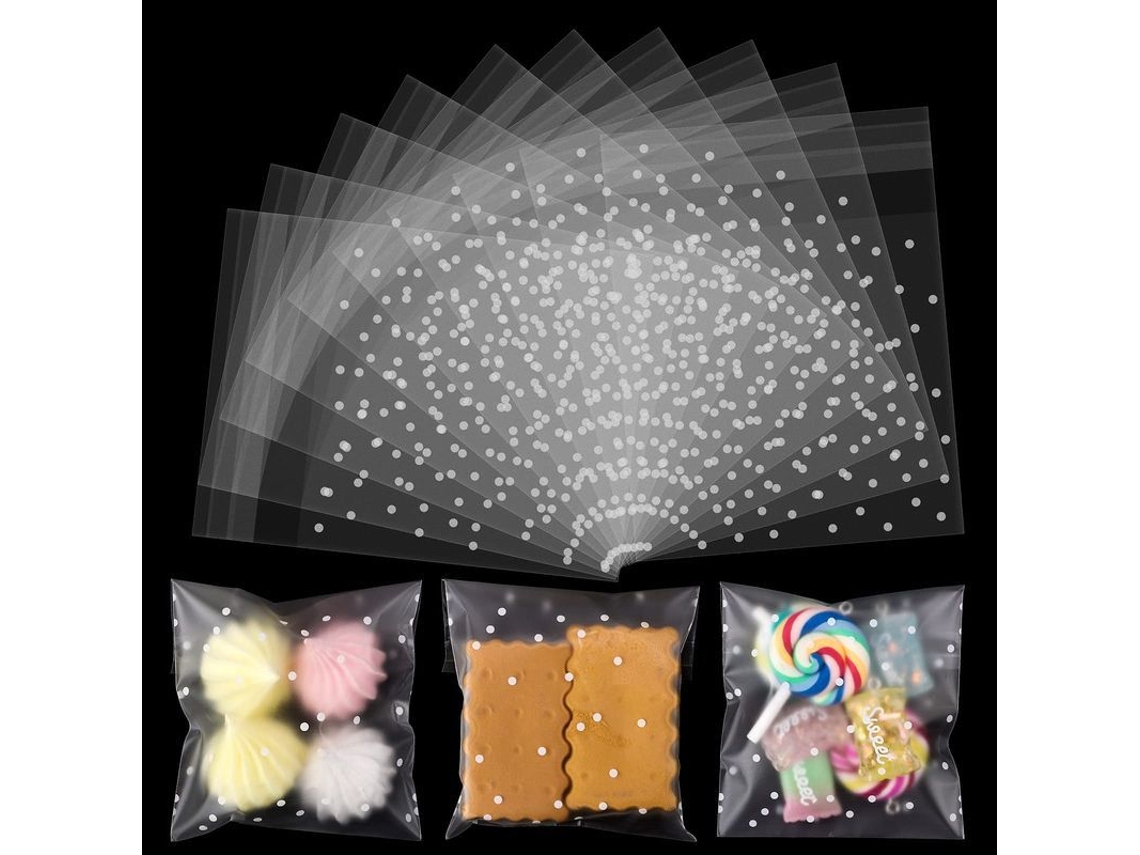 2026 200 Bolsas Autoadhesivas de Puntos, Bolsas de Galletas Transparentes, 10x10 Cm