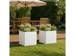 Vidaxl Vaso De Jardim 2 Unid. Branco 25 X 25 X 25 Cm
