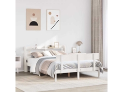Vidaxl Cama Sem Colchão 120x200 Cm Madeira De Pinho Maciça Branco