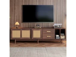 Armário Tv Marrom 190x40x52cm, Vime, 6 Pernas, 75''.-zz