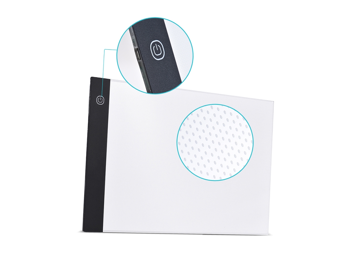 Tábua de Luz Led Ultra fina A4 Painel de Traçado Usb com Brilho Ajustável 3 Níveis para Desenho Tattoo