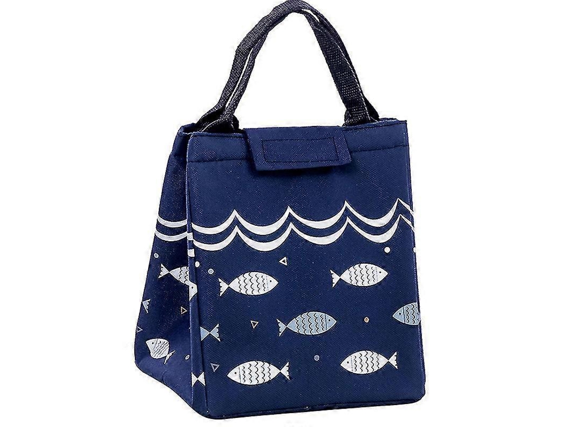 Bolsa térmica portátil para almoço, ideal para viagens, caminhadas e piqueniques, azul marinho.