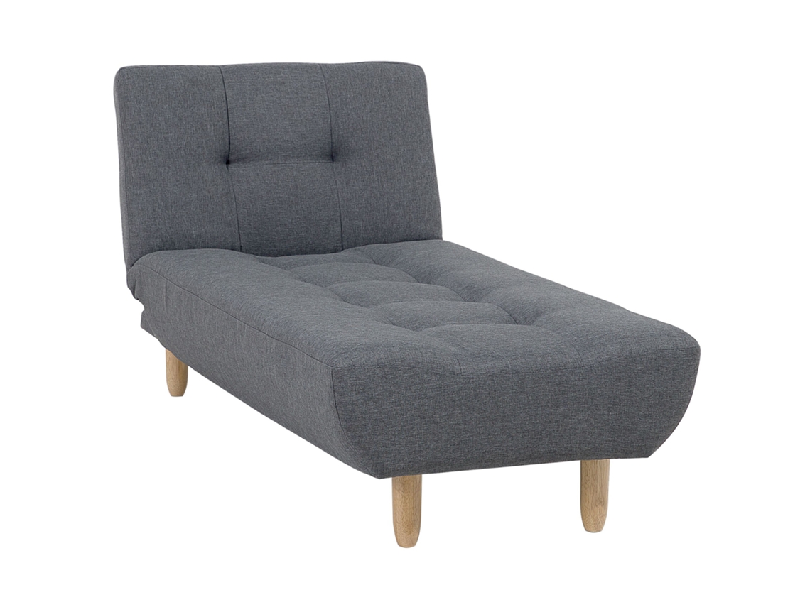 Chaise Longue Beliani Alsten De Tecido Cinzento 75x178x80