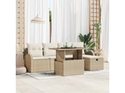 Vidaxl Conjunto De Sofá De Jardim 6 Unid. Bege Vime Pe