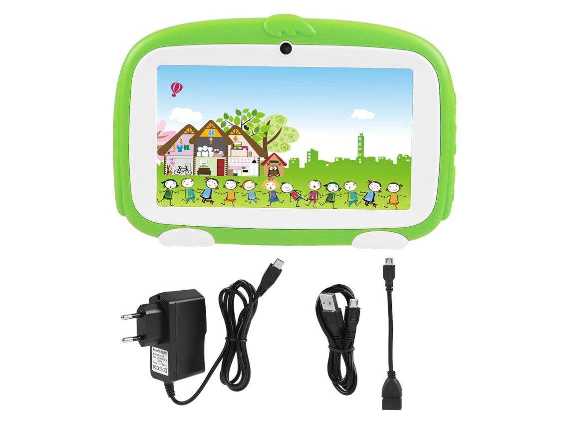 Tablet Inteligente Para Crianças (câmera Dupla Wifi Aprendizagem) 1g+8g 100-240v Verde Plugue Eu Tabela De Educação Infantil De 7 Polegadas