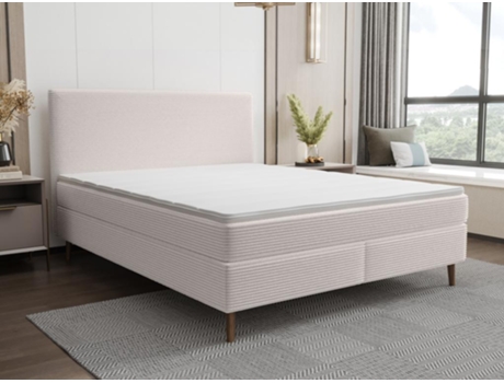 Cama com Cabeceira Completo Boxspring Somier Pana Beige YSMÉE Bege (160x200cm)