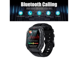 Smartwatch Militar Monitor de Frequência Cardíaca e Sono de 1 85 Compatível Preto