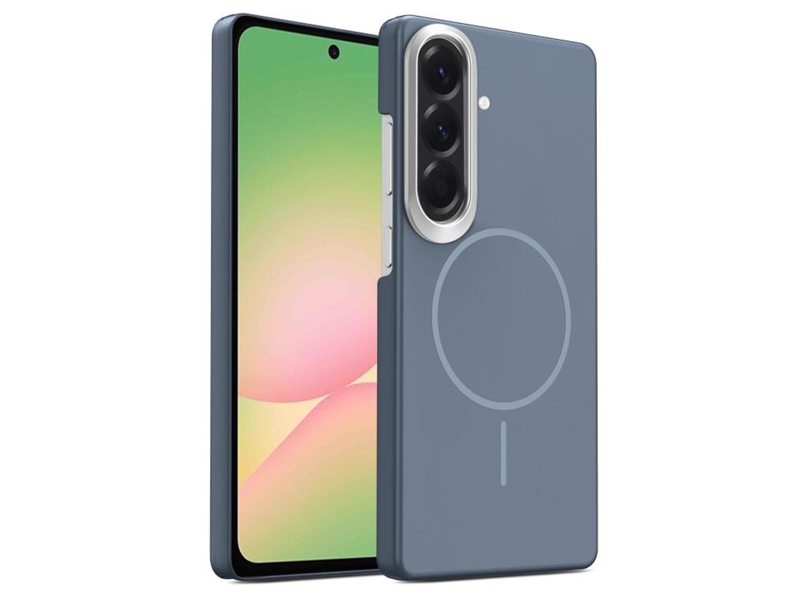 Capa Para Samsung Galaxy A56 5g Fina Circular Magsafe À Prova De Choque Dourada Em Policarbonato Cinza Carbono