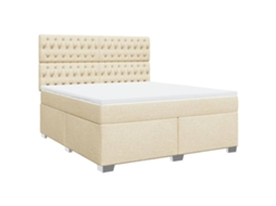 Cama com Molas/colchão 180x200 Cm Tecido Cor Creme MAISON EXCLUSIVE