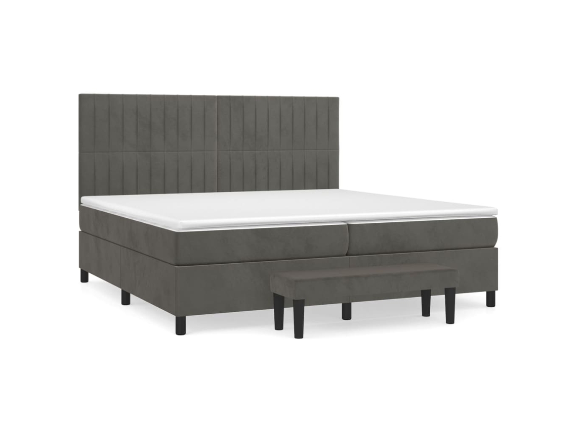 Cama com Molas e Colchão Veludo Cinzento Escuro MAISON EXCLUSIVE (200x200 cm)