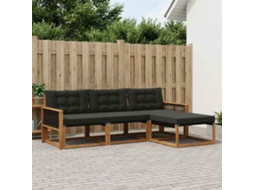 Vidaxl Conjunto De Sofás Para Exterior 4 Pcs Natural E Preto