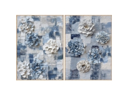 Pintura Home Esprit Azul Branco Moderno 103 X 4 X 143 Cm (2 Unidades)