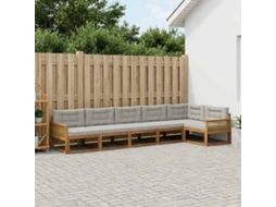 Vidaxl Conjunto De Sofás Para Exterior 6 Pcs Natural E Cinza Claro