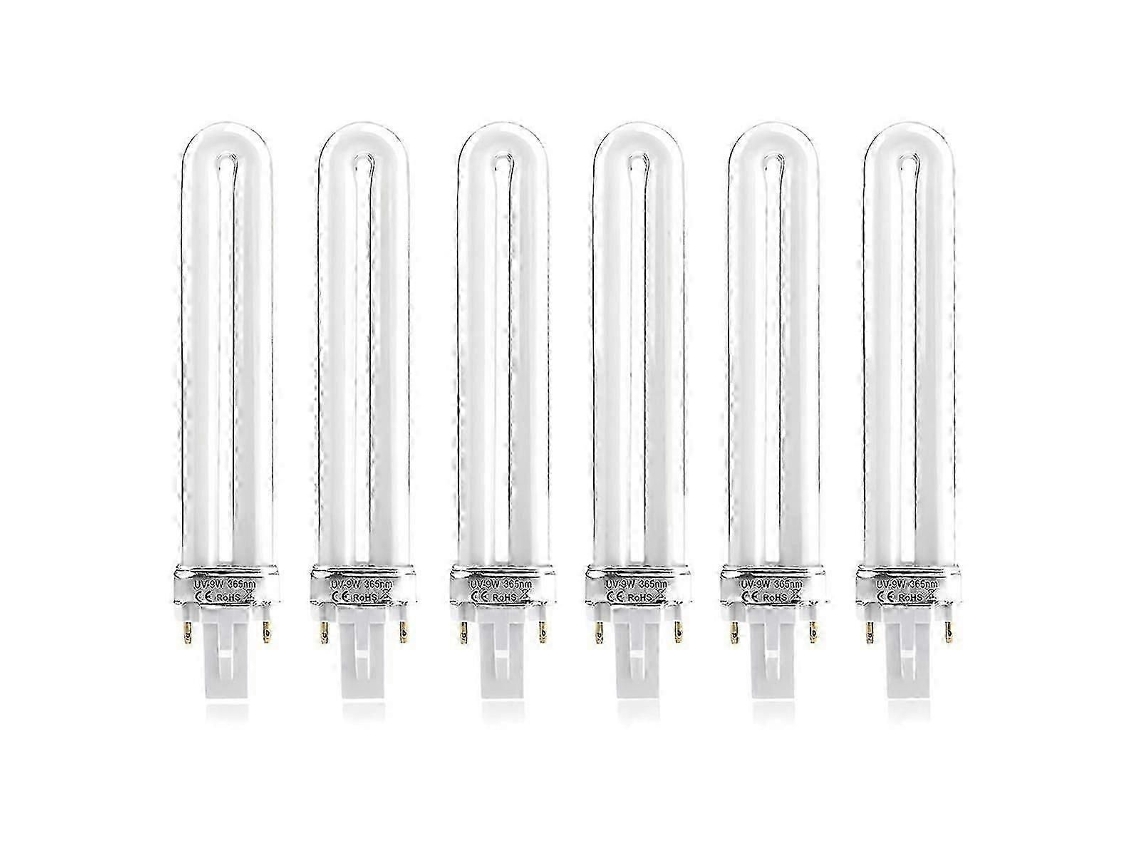 Kit com 6 Lâmpadas Eletrônicas de Reposição 9w em Formato U, 365nm, para Secador Unhas Uv Não É Lâmpada Indut Ância, Branca Szrh GOKOCO
