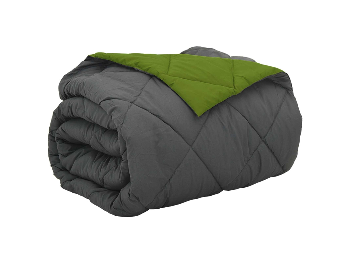 Edredão | Edredom | Duvet De Ano Inteiro Verde E Antracite 240 X 200 Cm Microfibra