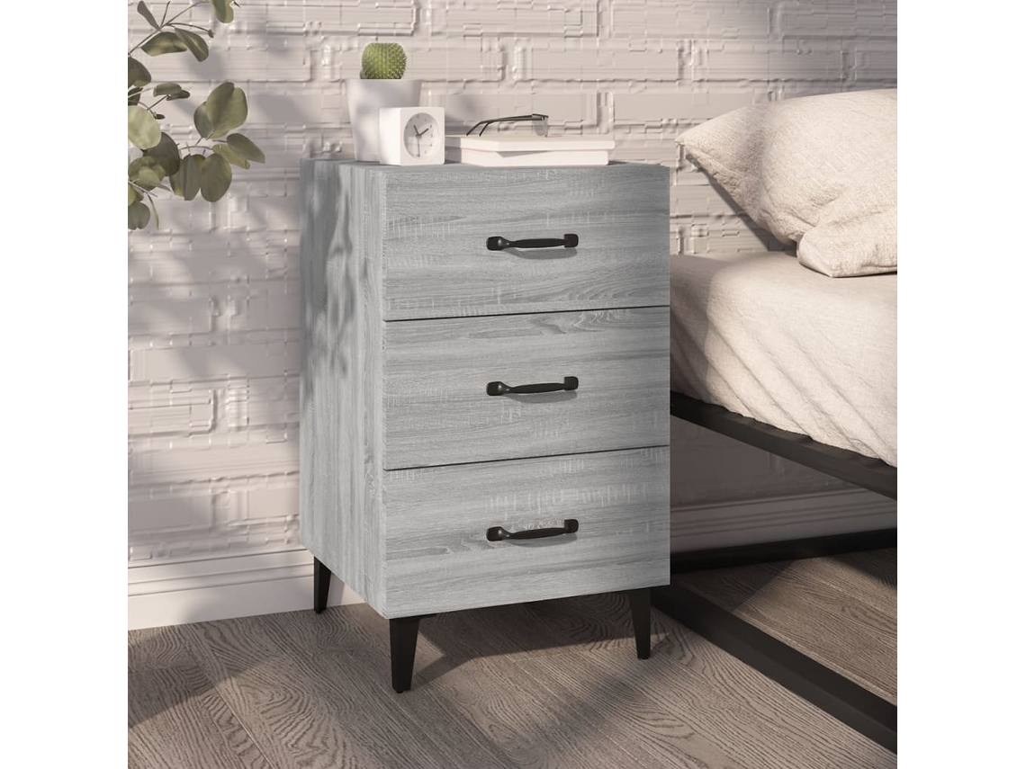 Bedside Cabinet, Bedside Cabinets Vidaxl Cinzeto Madeira Processada (n/a)