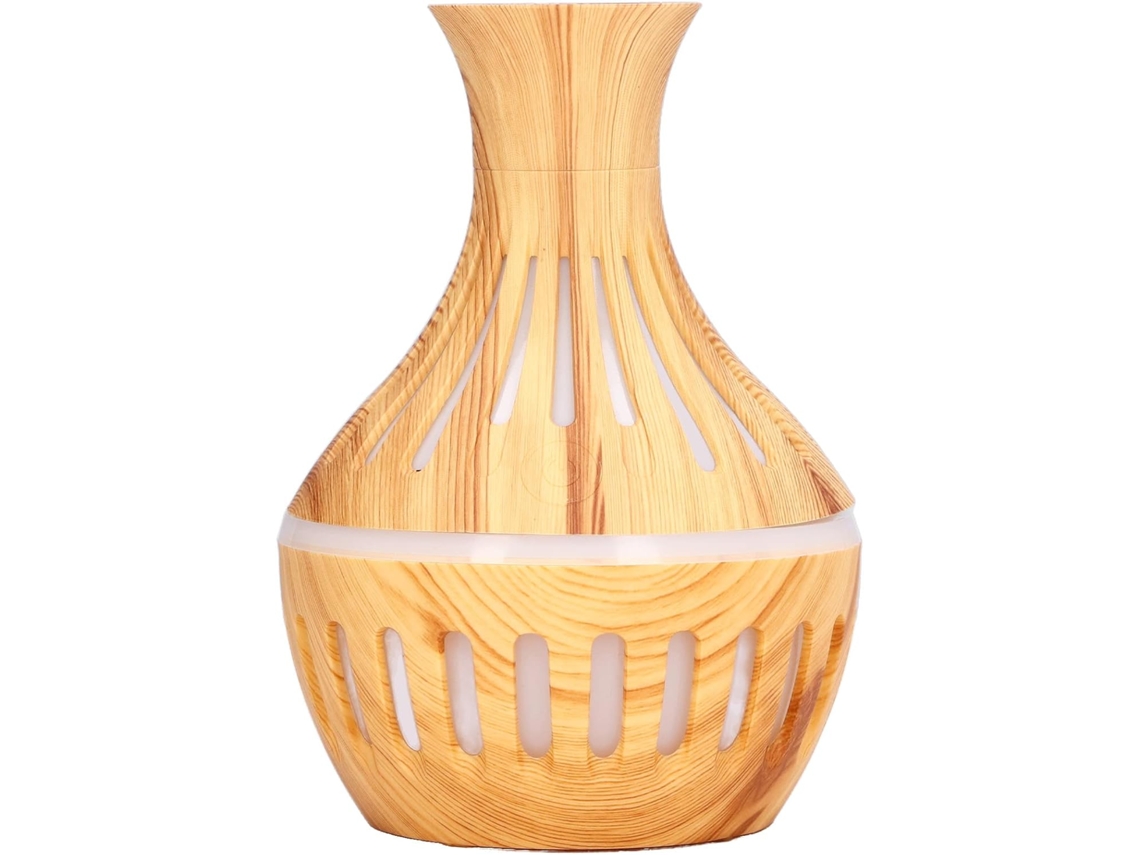 Umidificador Difusor De Aromaterapia, 300 Ml, Design Com Acabamento Em Madeira E Desligamento