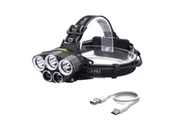 Lanterna De Cabeça Led Recarregável Via Usb Para Camping, Caminhadas, Corrida, Pesca E Trabalho (preta)