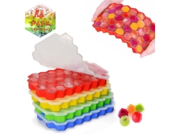 4 Formas de Silicone para Alimentos com Tampa, 148 Cubos, Fácil Desenformar, Inodoras, em Silicone Cinza