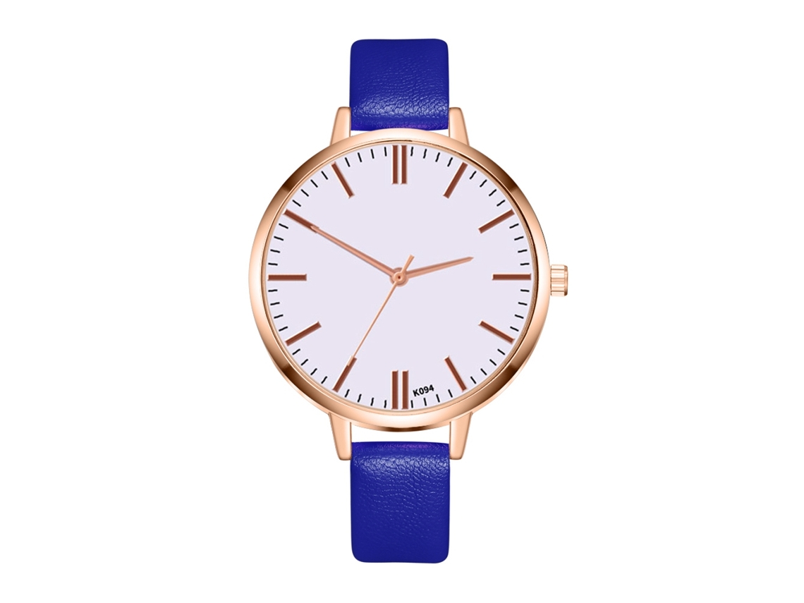 Relógio de Pulso Feminino de Quartzo Zhoulianfa com Pulseira Pu Mostrador Redondo Azul