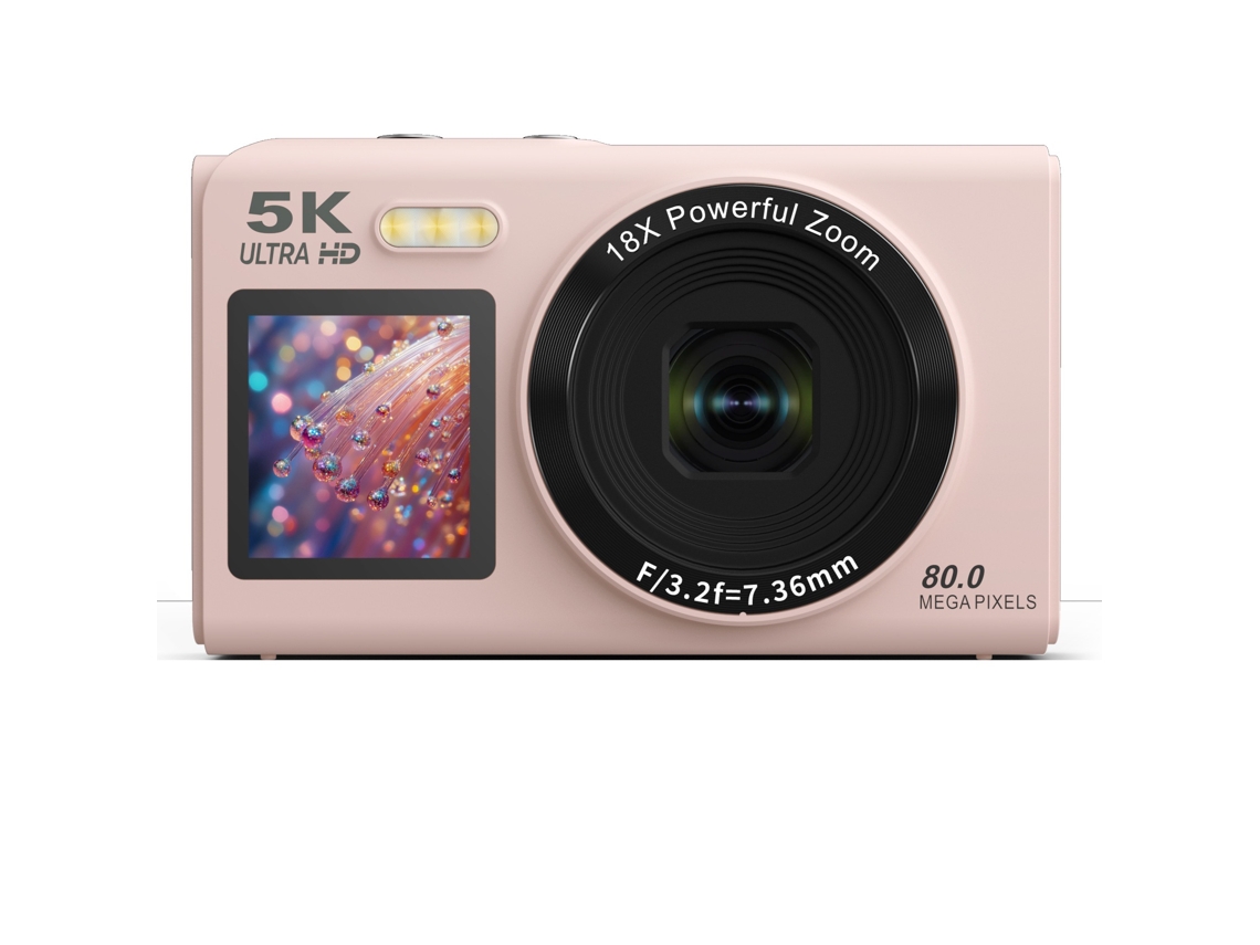 Câmera De 80 Mp, Tela 5k, Zoom De 18x, Lanterna Integrada, Dispositivo De Streaming Wifi Para Estudantes Iniciantes (rosa)