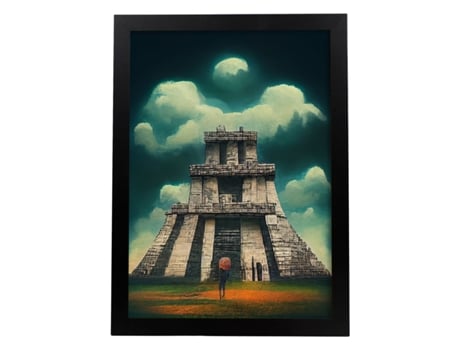 NACNIC Chichen Lama Itza Afetuoso No Estilo De T Burton Ilustrações De Monumentos Cidades Países Inspirados Na Arte Gótica Design A4 Black Frame