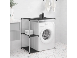 Vidaxl Estante De Arrumação P/ Máquina De Lavar Roupa Ferro Preto