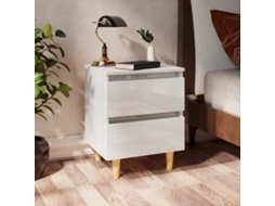 Vidaxl Mesas Cabeceira 2 Pcs Pernas Pinho 40x35x50 Cm Branco Brilhante